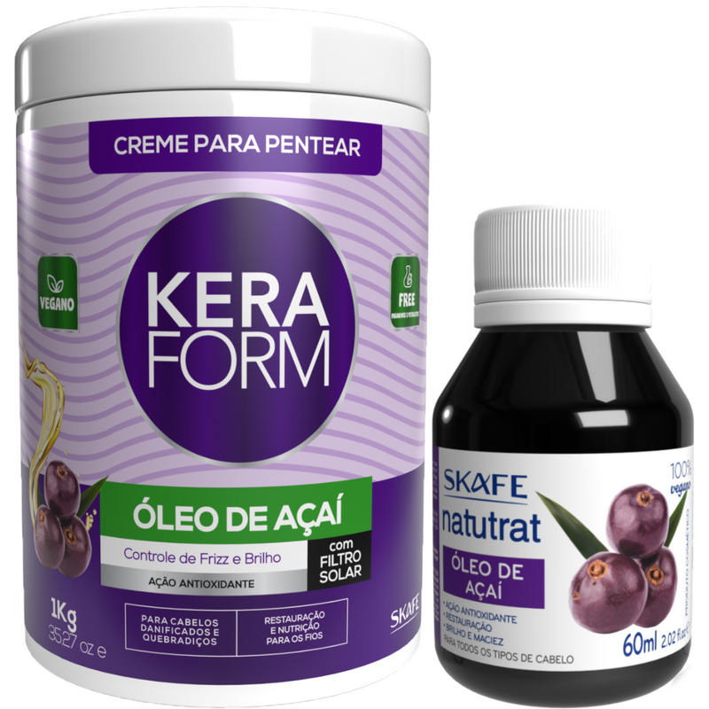 Kit Açaí - Creme para Pentear 1kg + Óleo Natutrat 60ml de Açaí