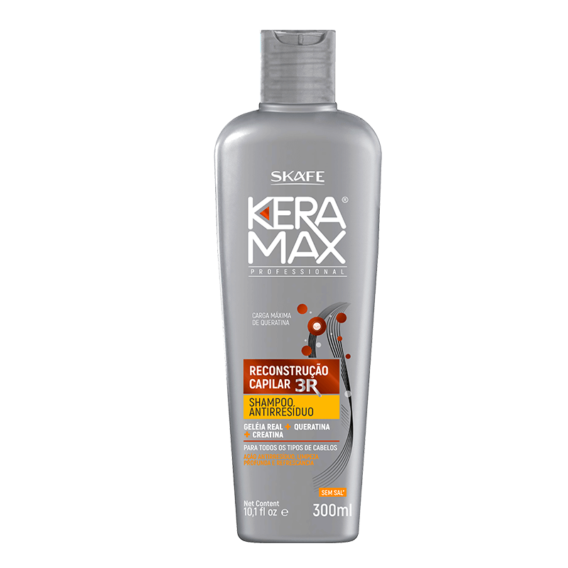 Shampoo Antirresíduo Keramax Reconstrução Capilar 300ml